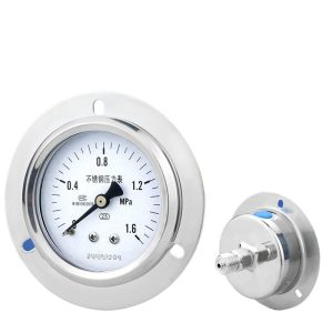 Analog Stainless Steel Pressure Gauge Y60ZTBF (0-1.6MPa) for Water/Gas/Oil/Hydraulic Systems, Axial Panel Mount