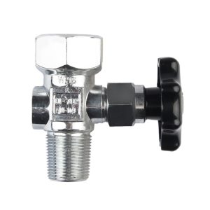 Oxygen/CO2 Cylinder Valve (QF-7D2/QF-2C/CGA540 compatibility) for HVAC Systems, Chrome-Plated Brass, Replaces QF-2A8/QF-8