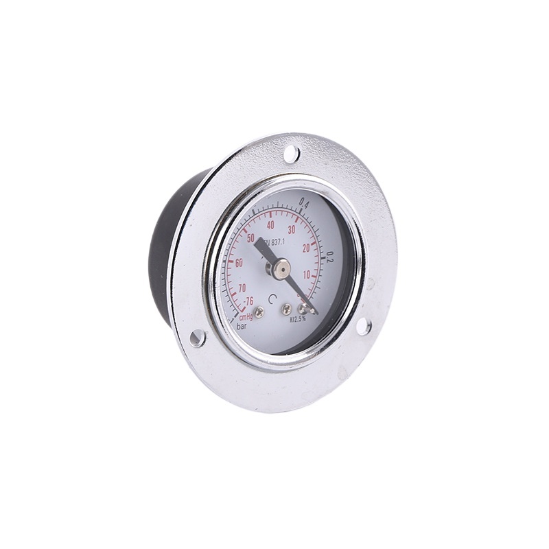 Silver Iron Case Copper Joint Pressure Gauge 40mm Ordinary Vacuum Pressure Gauge with Plated Front Flange Axial Pressure Gauge - Image 2