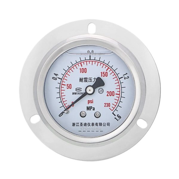 YN60ZT Oil-Filled Shock-Resistant Flange Back-Mount Pressure Gauge M14*1.5 Axial 60mm Diameter for HVAC Systems - Изображение 2