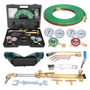 Heavy Duty Oxygen Acetylene Torch Kit with Regulators, Hoses, and Cutting Tips for Welding and Cutting