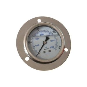 Axial Oil-Filled Pressure Gauge YBN60ZT Stainless Steel Vibration-Resistant Measuring up to 6000 psi / 400 kg/cm² (40 MPa) for Industrial Applications