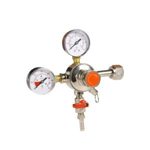 Carbon Dioxide CO2 Pressure Regulator with Dual Gauges (0-25 bar/psi, 0-4 MPa) for Beer Dispenser Machines with EN562 Standards, Replaces CO2-13J02