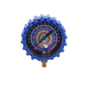 80mm Radial Snap-in Adjustable Refrigerant Pressure Gauge (0-55kg/cm2, R410A R-22 R404A R134a) with Blue Protective Cover for HVAC Systems, FG63R