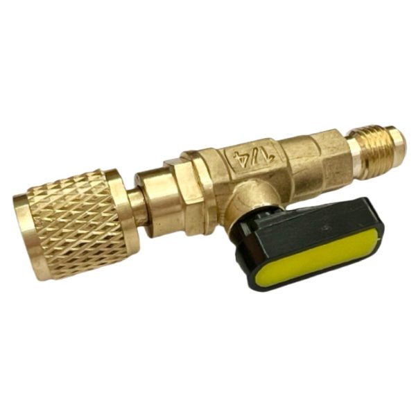 1/4" Refrigerant Ball Valve for R22 R410A HVAC AC Charging Hoses, Set of 3 (Red, Yellow, Blue) - 이미지 3