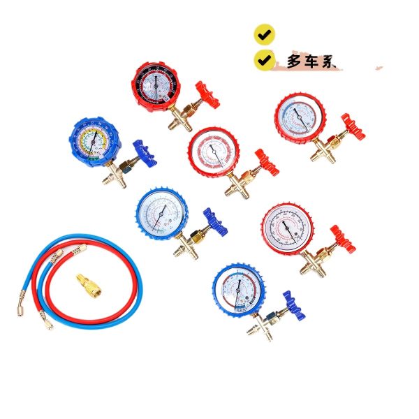 AC Refrigerant Charging Gauge Set HVAC Manifold Gauge Tool with Hoses for R134a R12 R22 R410a Systems