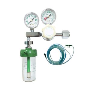 Dual Gauge Oxygen Inhaler Flowmeter Regulator (0-15 LPM, 0-25 MPa) with Hose and Nasal Cannula for 50L Oxygen Cylinders
