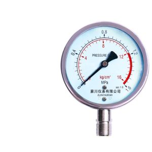 Mengchuan Instrument Y100BF Stainless Steel Pressure Gauge (0-1.6 MPa, M20x1.5, Radial/Axial Connection) for HVAC Boiler Water Oil Vacuum