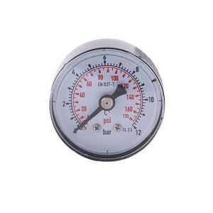Axial Pressure Gauge with Plastic Bezel 50mm, 0-12 Bar/PSI (EN 837-1, CL.2.5 Accuracy) for HVAC Systems