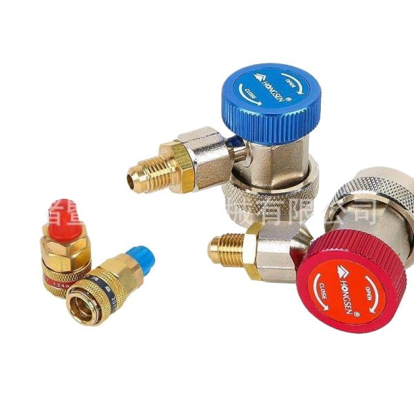 Adjustable Refrigerant Quick Coupler R134A 1/4 SAE Shut-off Valve for Automotive AC System