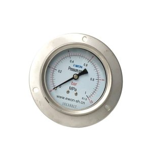 Axial Stainless Steel Pressure Gauge YN-100B-ZT (Double Scale MPa/bar, Anti-Vibration, 100mm Dial, M20*1.5 Connection) for Ewon HVAC Systems, Replaces SY200629005