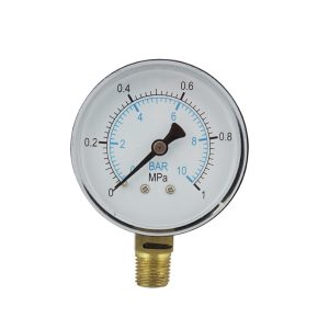 Radial Pressure Gauge Y50 for Water Oil Air Pressure, 0-1 MPa/0-10 Bar, Durable Stainless Steel Case