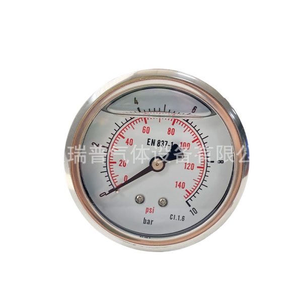 Axial Oil-Filled Pressure Gauge, Shockproof Stainless Steel Manometer for Water, Air, Hydraulic Systems, 0.01-320psi, 63mm - 이미지 2