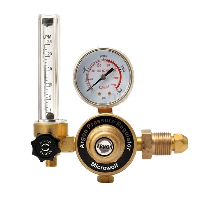 ARNON Microwoif Brass Argon Pressure Regulator with 0-25 LPM Flowmeter and 0-4000 PSI Gauge for Welding and Brazing Applications - Image 3