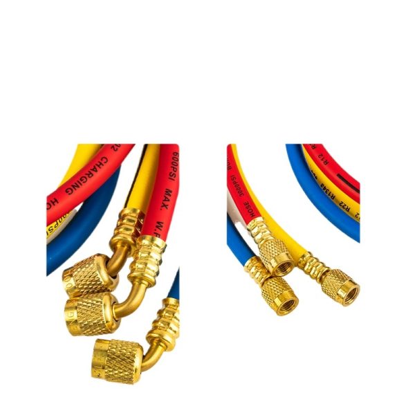 Reinforced HVAC Refrigerant Charging Hoses (Explosion-Proof, Pressure-Resistant) for R22 R134a R410A Refrigerants, 3-Color Set - 이미지 3