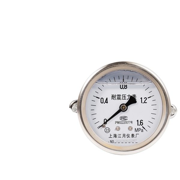 Axial Anti-Vibration Pressure Gauge YN60/Z/J (0-1.6 MPa) with Stainless Steel Casing, for Hydraulic Systems, Replaces Old Pressure Meters