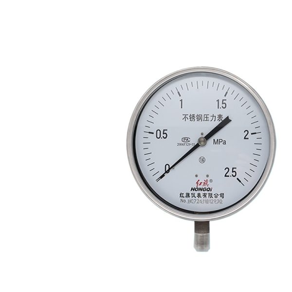 Hongqi Y-250BF/YTN-250BF All Stainless Steel Pressure Gauge, High Temperature Resistant, Acid-Alkali Corrosion Proof