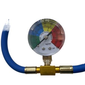 R1234yf Auto AC Refrigerant Charging Hose Kit with Pressure Gauge and 1/2ACME Interface for Car Air Conditioning System