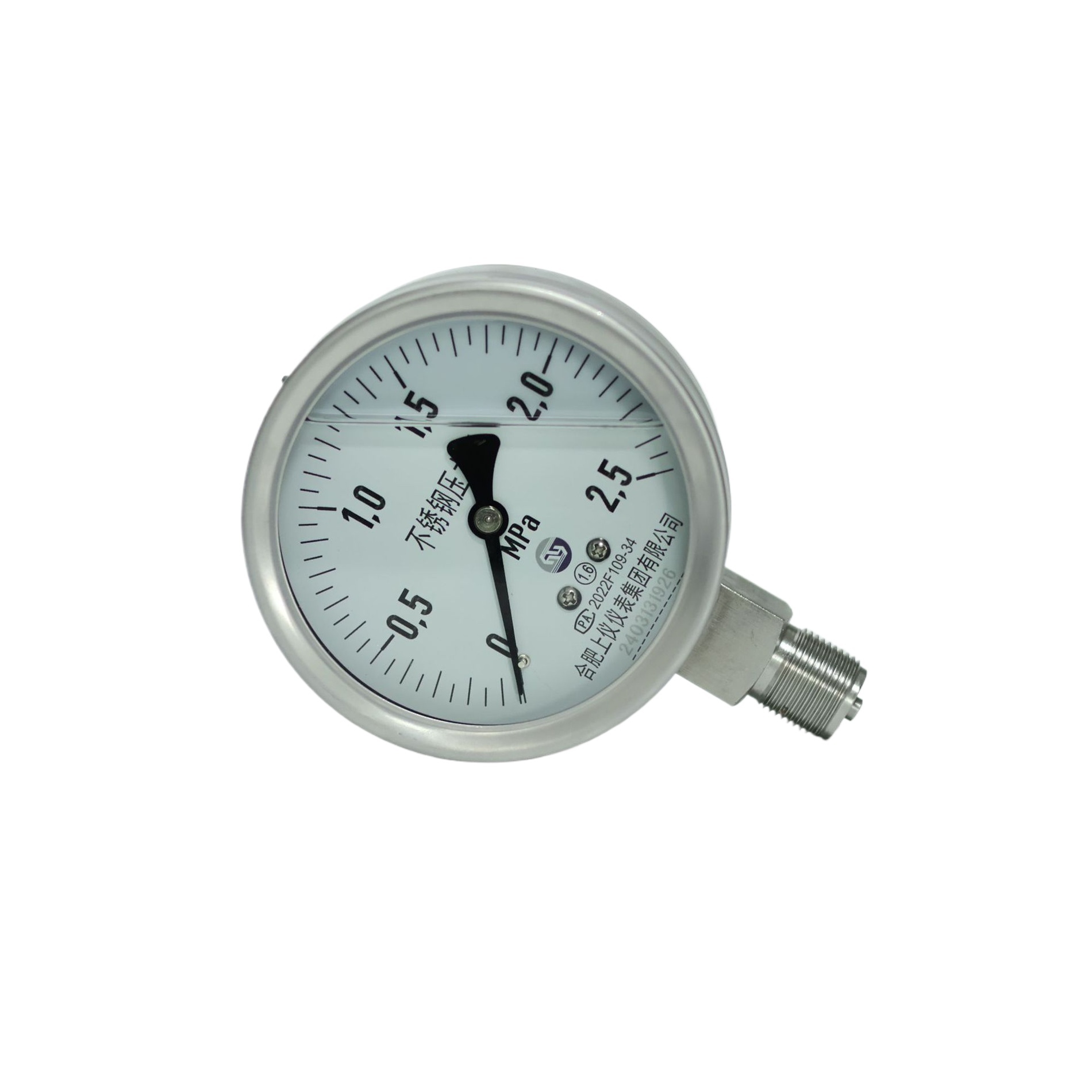 Durable Stainless Steel Pressure Gauge (0-2.5 MPa, 100mm Radial Connection) for Water, Hydraulic, Gas, and Oil Pressure Systems - Image 3