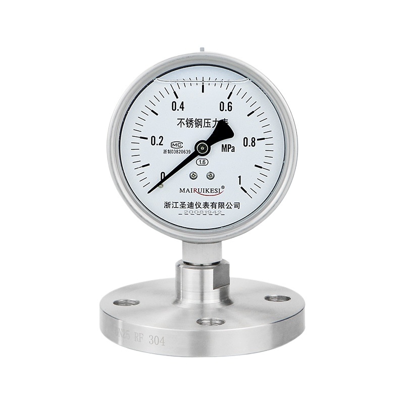 MAIRUIKESI YTP100BF Diaphragm Pressure Gauge with Flange Connection DN25-DN100, 316L Stainless Steel, 0-1 MPa, for HVAC Industrial Applications - Image 3