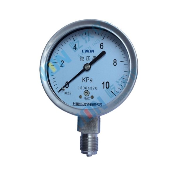 Stainless Steel Diaphragm Pressure Gauge YE-75H 0-10KPa G3/8 Radial Inlet Micro Pressure Meter for HVAC Systems - Imagem 2