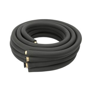 Pure Copper Thickened HVAC Copper Line Set (6.35mm OD and 12.7mm OD) with Brass Nuts for Air Conditioner Installation (2P 3-Meter Black)