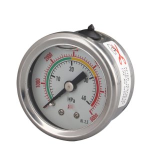 Axial Anti-Vibration Pressure Gauge YN40Z Stainless Steel 40mm Dial (0-40 MPa/0-6000 psi, KL 2.5) with M10*1 Male Thread for Hydraulic & Oil Systems