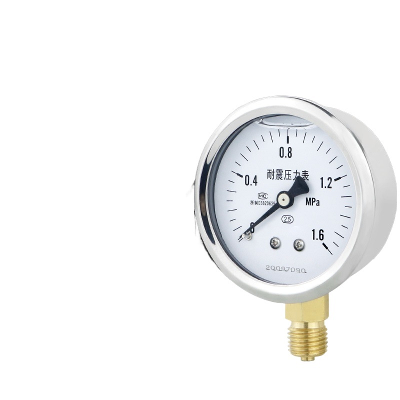 YN60 Pressure Gauge with Stainless Steel Casing and Brass Connection for Water, Liquid, Gas, and Oil Systems, 0-1.6 MPa, 2.5 Accuracy - Image 2