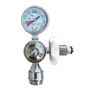 Oxygen Regulator Bull Nose with Schrader Valve 0-4000 PSI Pressure Gauge for Medical Gas Systems