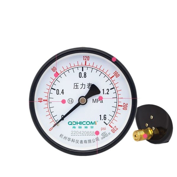Analog Pressure Gauge Y100Z (0-1.6 MPa) Axial Mount for Water, Oil, Gas Systems, Replaces 220420658 - Gambar 2