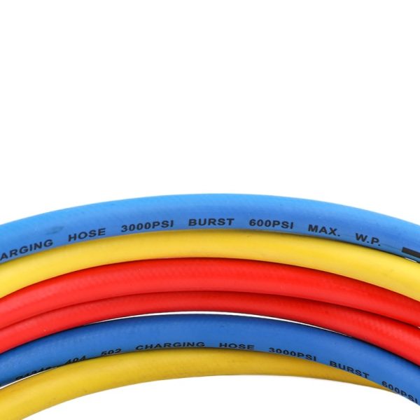 Explosion-Proof High-Pressure Refrigerant Charging Hoses (R134a, R22, R410a, R32) with Brass Connectors, Anodized Treatment for HVAC - Image 2