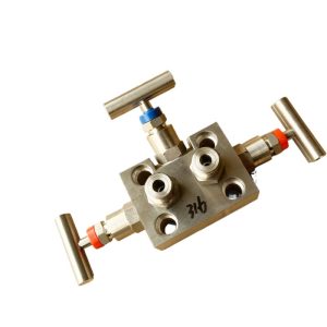 316 Stainless Steel Three Valve Manifold Block for Pressure Transmitters with Integral Planar Flange