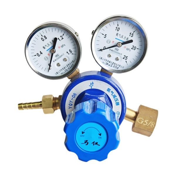 马仪 Oxygen Pressure Regulator YQY-06 (0-1.6 MPa) for HVAC Systems, Pressure Gauge Range 0-25 MPa, Replaces YQY-07