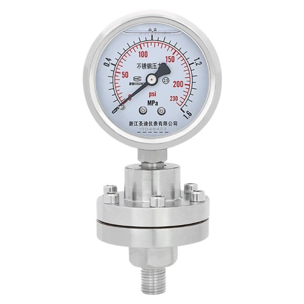 Stainless Steel Diaphragm Pressure Gauge YTP60BF (M14*1.5 Thread, 60mm Diameter) for Corrosive Mediums, 0-0.1MPa to -0.1-2.4MPa - Gambar 2