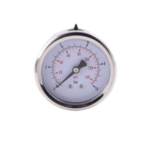 Axial Oil-Filled Pressure Gauge YN50CL (50mm Stainless Steel Case, Copper Joint, 0-10bar/psi, ±1.6% Accuracy) for HVAC Systems