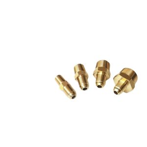 HVAC Brass Threaded Adapter Fitting (SAE 1/4 to 1/8 NPT, SAE 1/4 to 1/4 NPF) for Compressor Vacuum Pump
