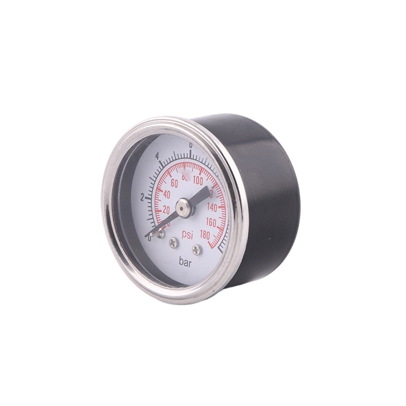 Axial Pressure Gauge 40mm Black Iron Case Rolled Edge Standard Pressure Meter (0-12 bar/psi) for HVAC Systems - Image 3