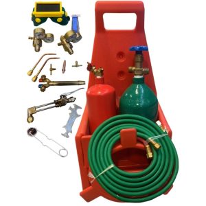 Portable Oxy-Acetylene Welding and Cutting Torch Kit with Gas Cylinders and Accessories