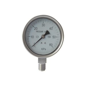 Full Stainless Steel Micro Pressure Gauge (YE-100, 0-60 KPa, Radial Mount, M20*1.5, 100mm Diameter, 2.5 Accuracy) for HVAC Systems, Replaces Standard Analog Pressure Gauges