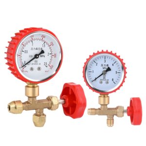 R488 Metric Single Gauge Manifold Set with Brass Valve Body (2.5 MPa, 6 MPa Pressure Gauges)