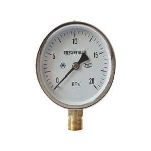 Micro Pressure Gauge YE100 (0-20 KPa) Stainless Steel Diaphragm Pressure Gauge with Radial Connection, 100mm Dial