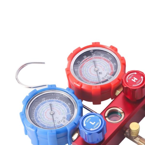 Automotive & Home AC Manifold Gauge Set (-1~35bar, -1~55bar) for R22, 134a, R404a, R407C Refrigerants, Dual Anti-Jump Movement, Precision Measurement with Metal Knobs - Изображение 3
