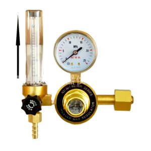Compressed Gas Regulator for Exhaust Gas Detection, 0-1.5L/min Flow Meter, W21.8-14 Screw Cap, 8mm/6mm Hose Barb, compatible with 2L/4L/8L Gas Cylinders