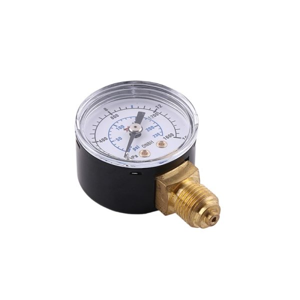 Analog Pressure Gauge 50mm Black Iron Case Brass Connector Oxygen Pressure Meter Radial Connection 0-16bar/psi for HVAC Systems - Gambar 2