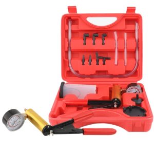 Automotive Manual Vacuum Pump Kit with Copper Core Suction Gun & Shockproof Gauge for Brake and Oil Change, High Suction Power