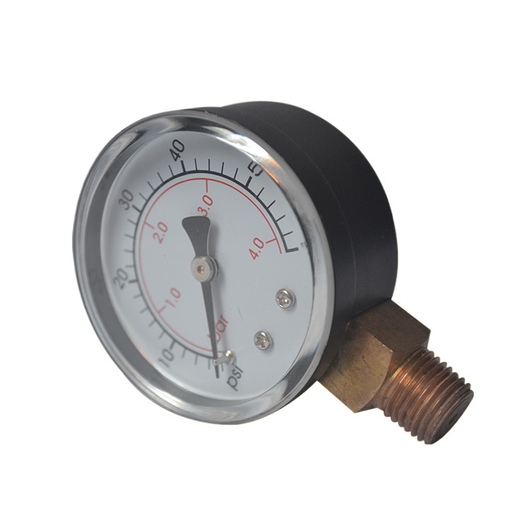 Durable Stainless Steel Pressure Gauge (0-60psi/0-4bar) with Radial Mounting, 50mm Dial for HVAC Systems - Image 2