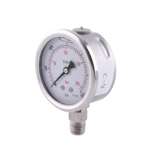 All Stainless Steel Pressure Gauge 63mm Radial, EN837, 0-200bar/psi, 1.6% Accuracy for HVAC Systems - Gambar 3