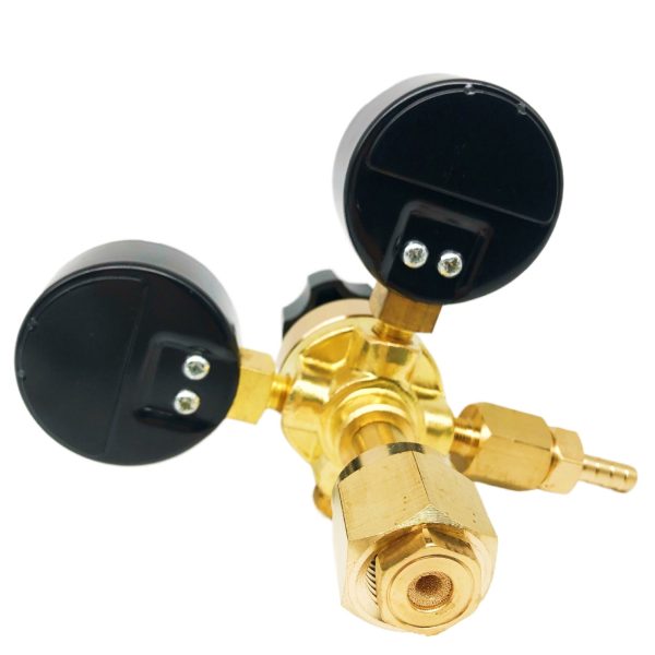 Lightweight American Style CO2 All-Copper Gas Meter CGA320 Flat Seal Pressure Regulator (Output 0-10bar, Input 0-4500psi/315bar) for CO2 Systems - Imej 3