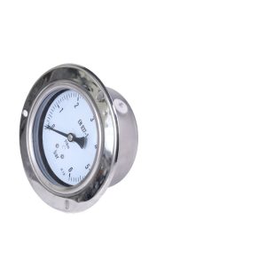 HU BEN Stainless Steel Pressure Gauge with Flange (EN 837-1, 316SS, 0-6 bar, d.1.0) for Industrial Steam and High Temperature Systems