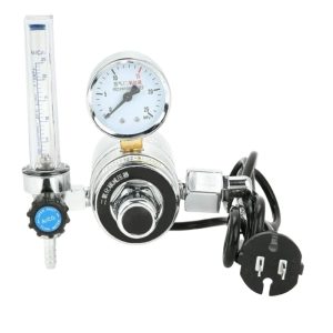 heated Type Carbon Dioxide CO2 Regulator Flow Meter with Pressure Gauge 0-25 MPa for CO2 Shielded Welding